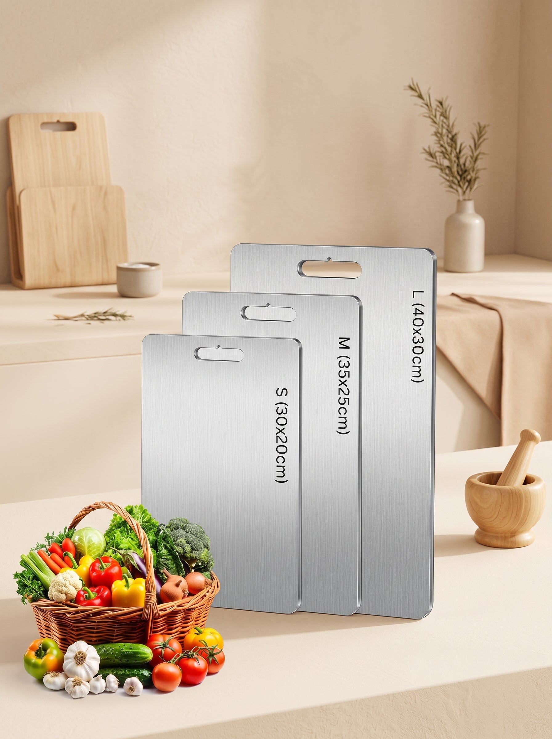 Premium Stainless Steel Cutting Board Set – 3 Pieces