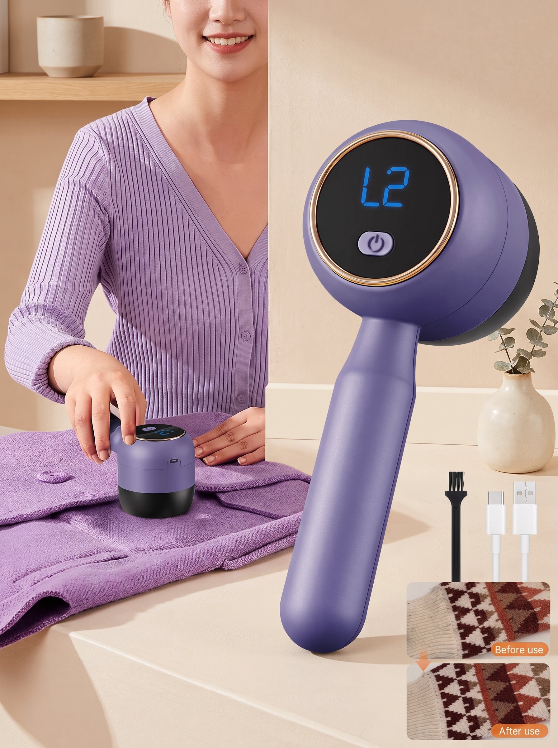 Digital Fabric Lint Remover – Rechargeable Clothes & Upholstery Shaver